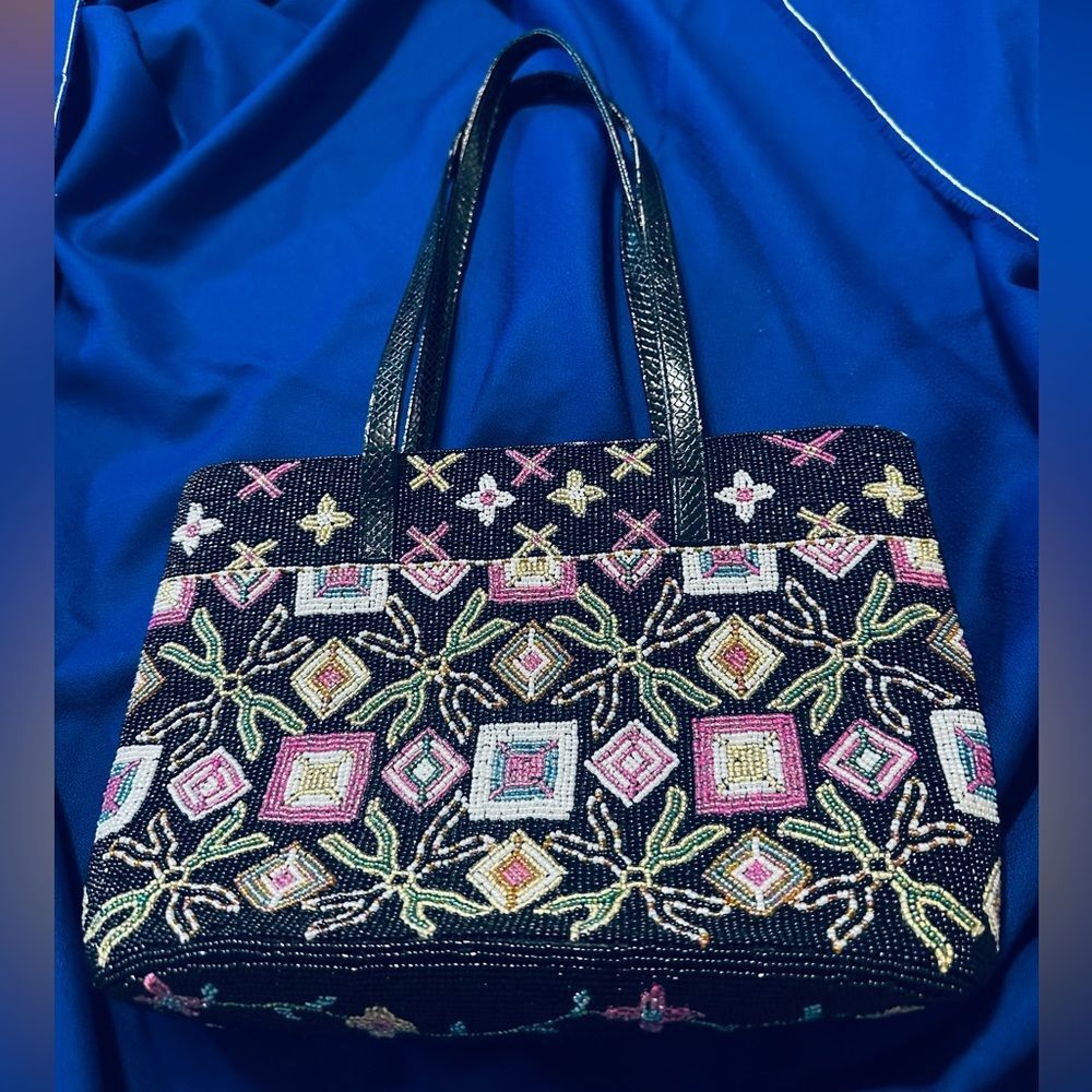Hand beaded Art Deco Vintage Hand Bag. Pinks Greens So many colors
